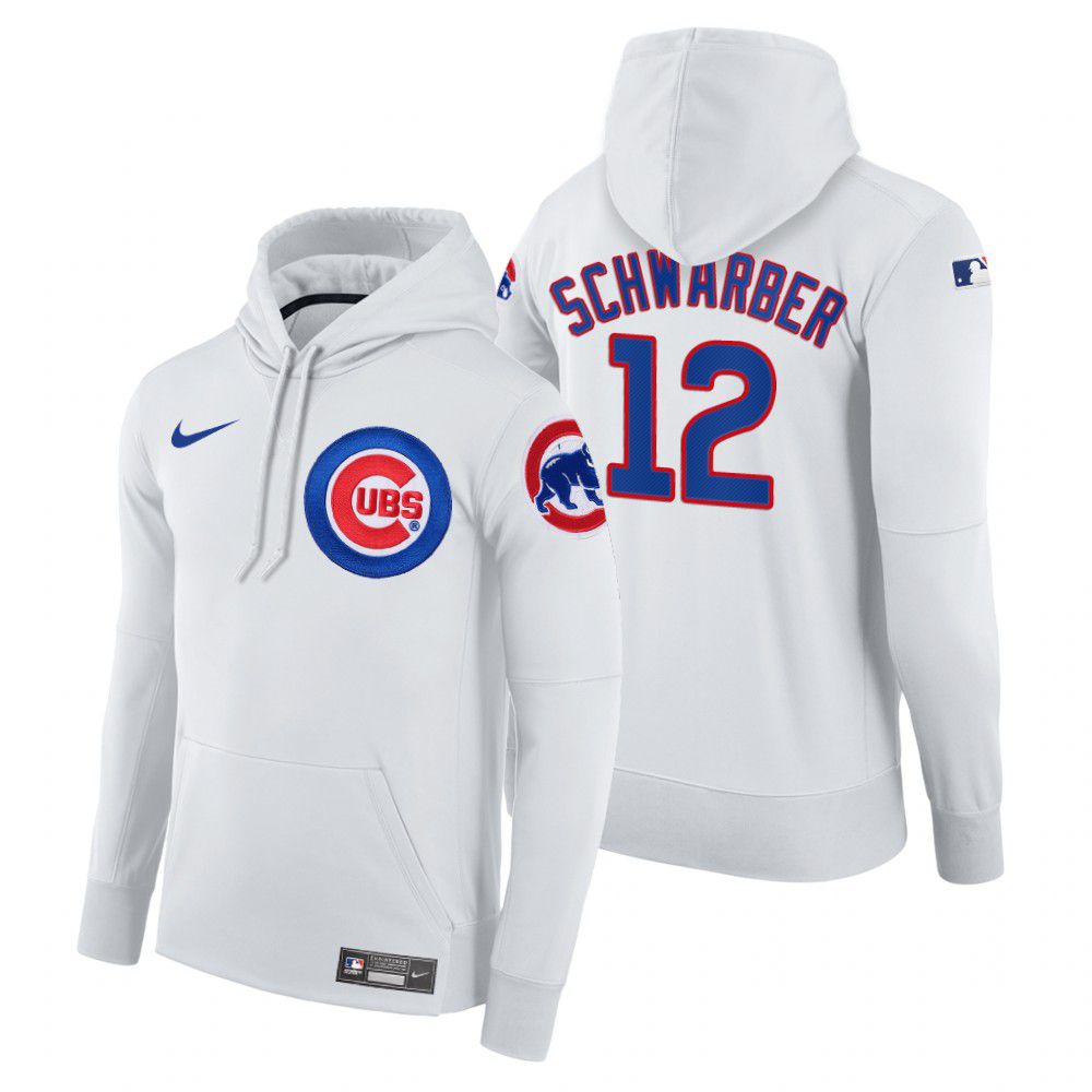 Men Chicago Cubs #12 Schwarber white home hoodie 2021 MLB Nike Jerseys->customized mlb jersey->Custom Jersey